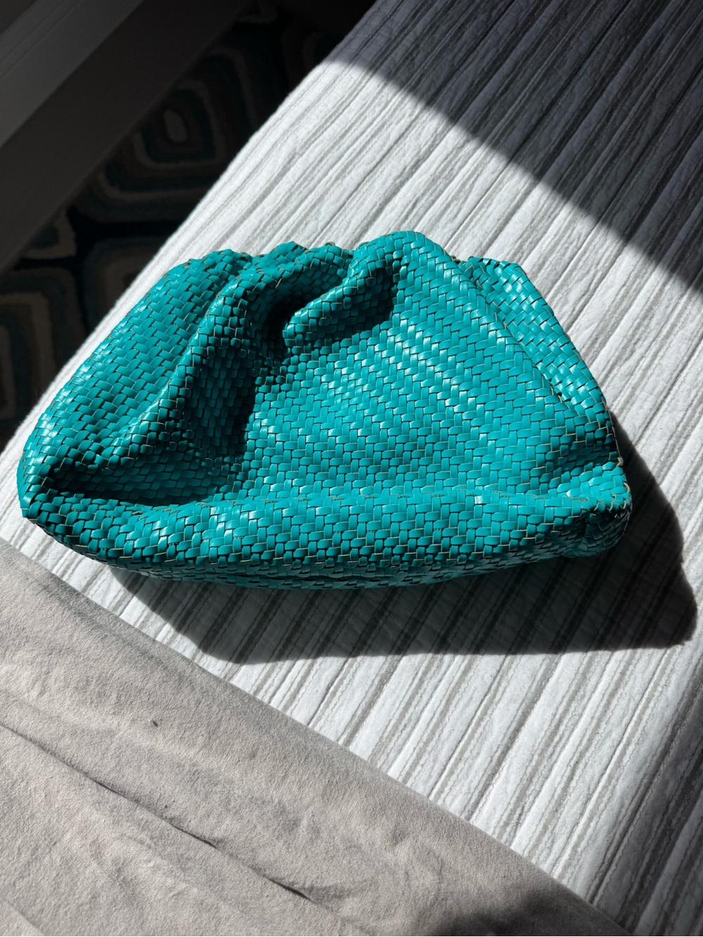 NWOT Maeve Turquoise Woven Leather Clutch